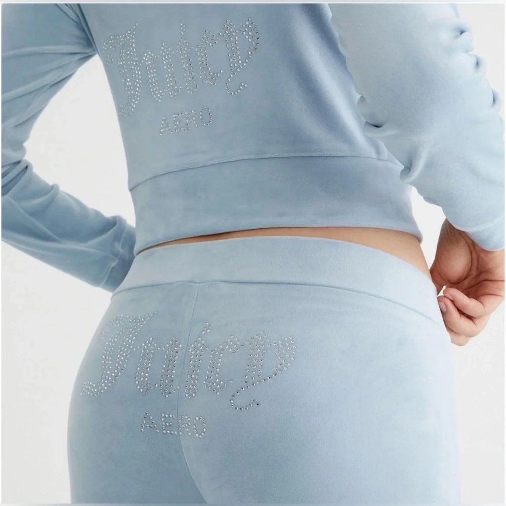 Juicy Couture Bling Velour Full-Zip Hoodie and Velour Pants